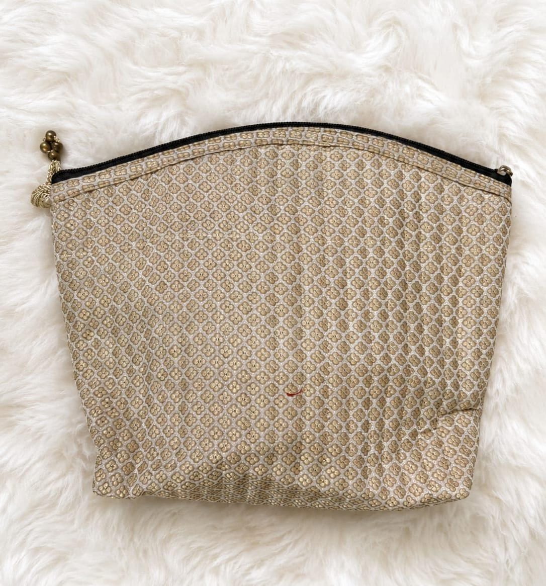 Ivory Gold Brocade Pouch