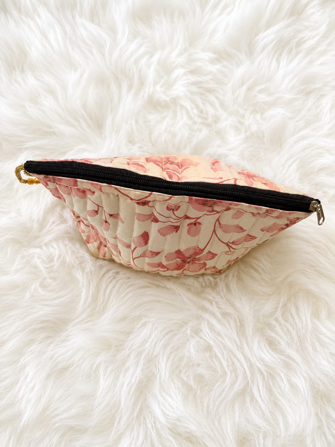 Blush Bloom Quilted Cosmetic Pouch