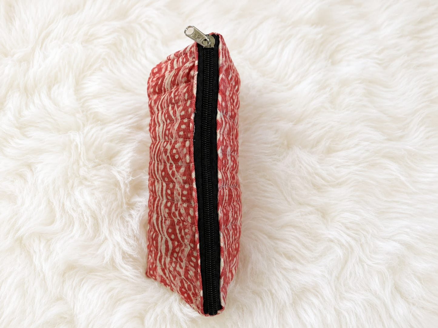 Handcrafted Red Batik Cotton Utility Pouch