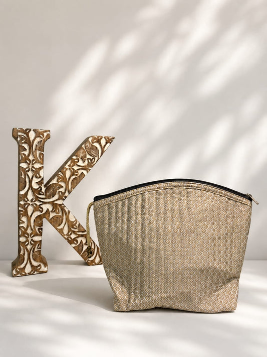Ivory Gold Brocade Pouch