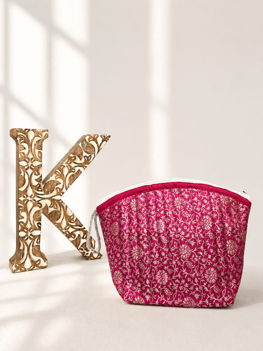 Royal Pink Brocade Utility Pouch