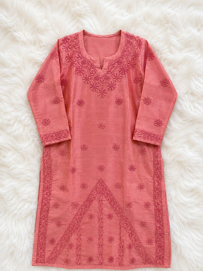 Pink Silk Kurti