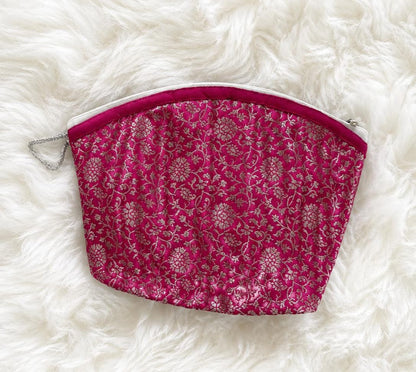 Royal Pink Brocade Utility Pouch