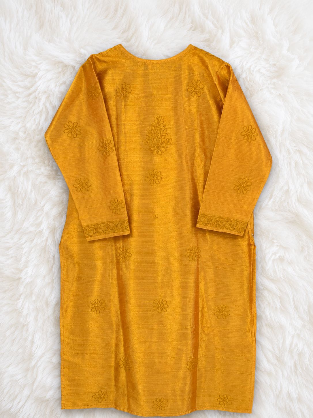 Golden Hand Embroidered Straight Kurti
