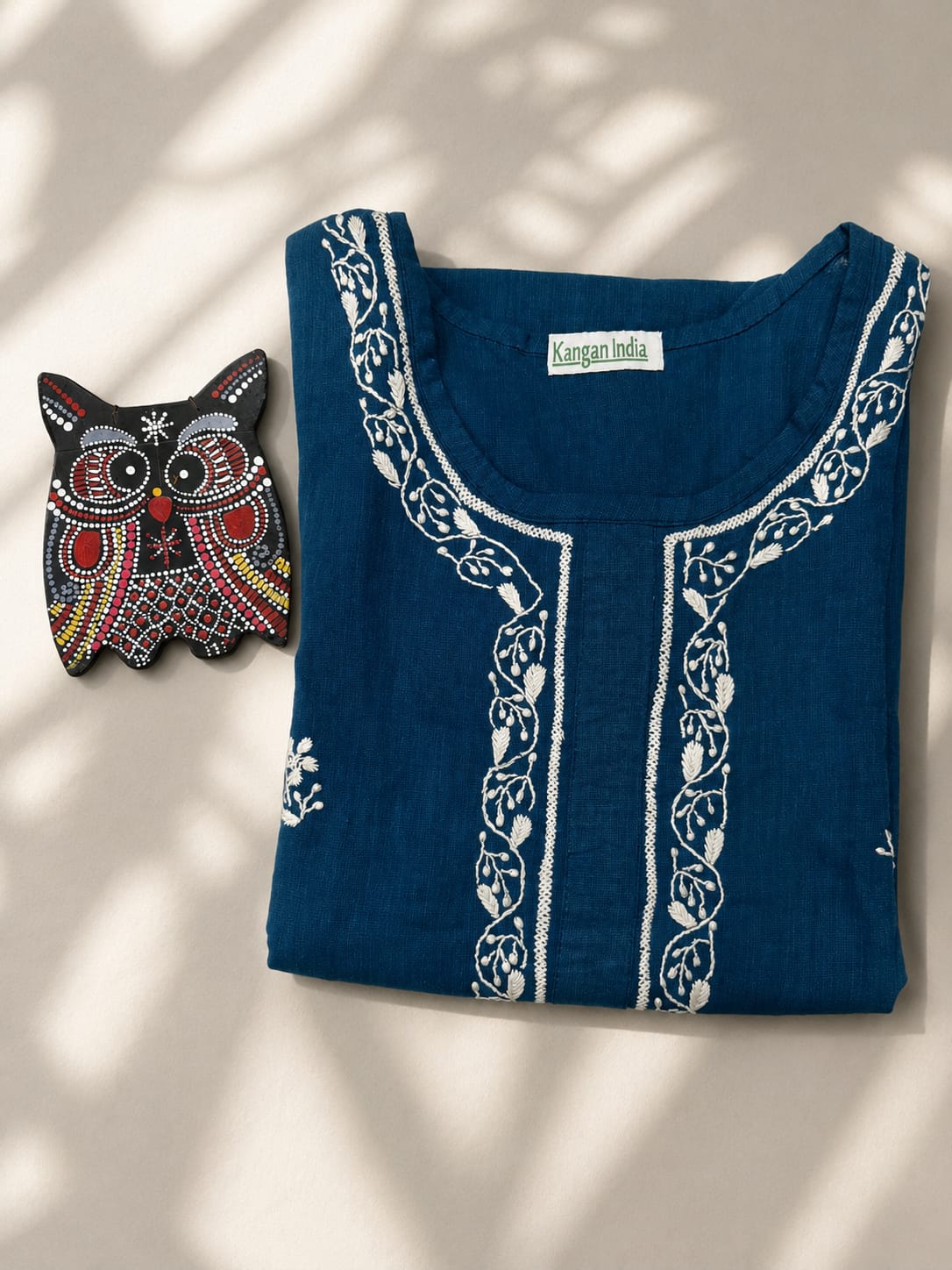 Royal Blue Chikankari Embroidered Kurti