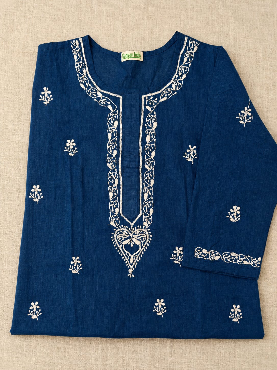 Royal Blue Chikankari Embroidered Kurti