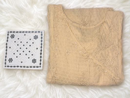 Ivory Beige Chikankari Cotton Kurti