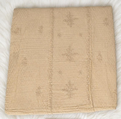Ivory Beige Chikankari Cotton Kurti