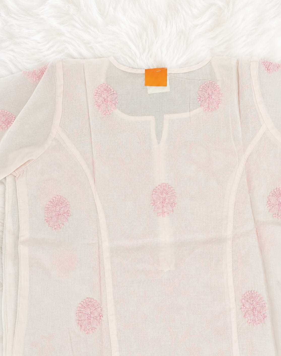 Blush Pink Floral Chikankari Kurti