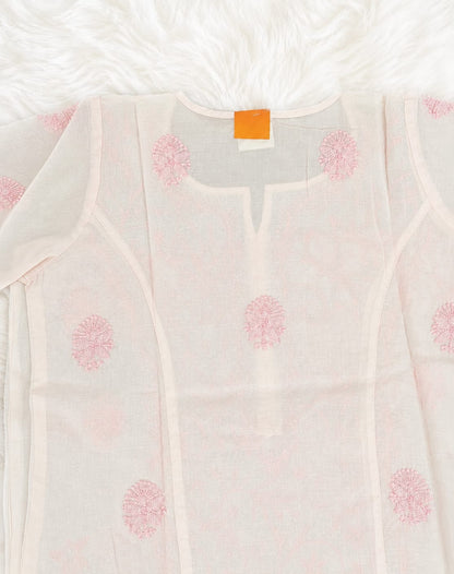 Blush Pink Floral Chikankari Kurti