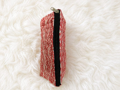 Handcrafted Red Batik Cotton Utility Pouch