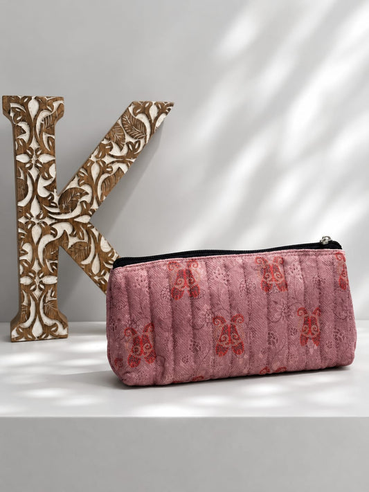 Blush Bloom Quilted Cotton Pouch