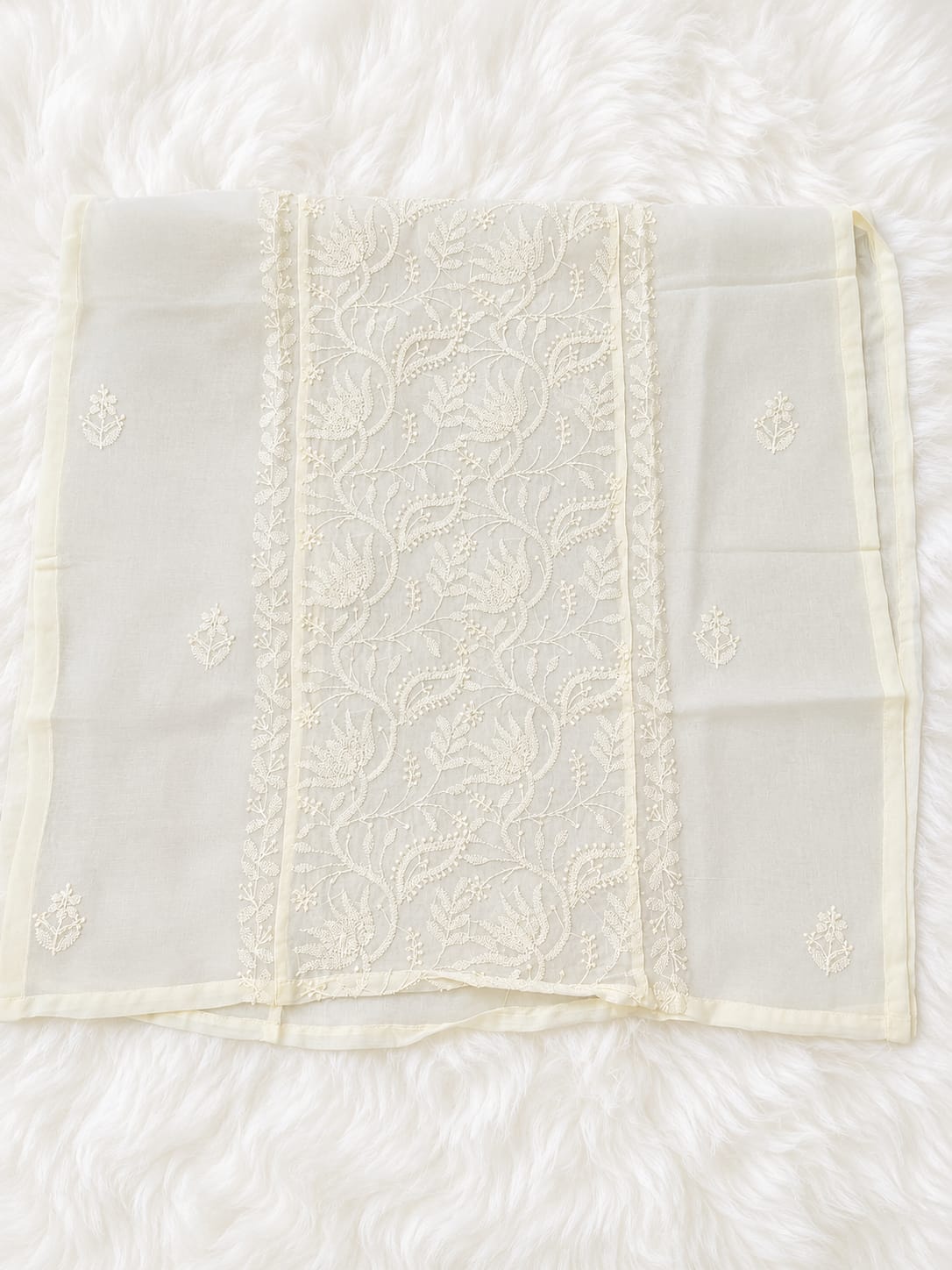 Ivory Yellowish White Premium Chikankari Kurti